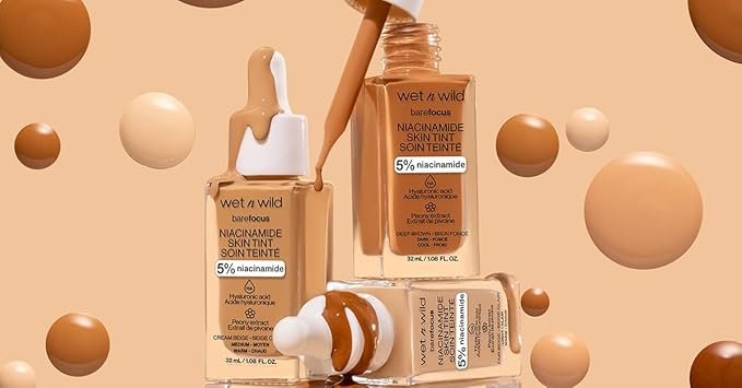 wet n wild Bare Focus Skin Tint, 5% Niacinamide Enriched, Buildable Sheer Lightweight Coverage, Natural Radiant Finish, Hyaluronic & Vitamin Hydration Boost, Cruelty-Free & Vegan - Fair