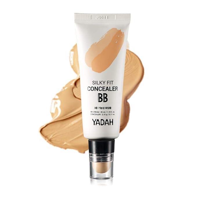 YADAH Silky Fit Concealer BB Cream (23 Natural Beige, 1.18fl oz) - 2-in-1 Korean Makeup for Flawless Skin, Tinted Moisturizer for Blemish Cover. Long-Lasting, All-Day Wear.