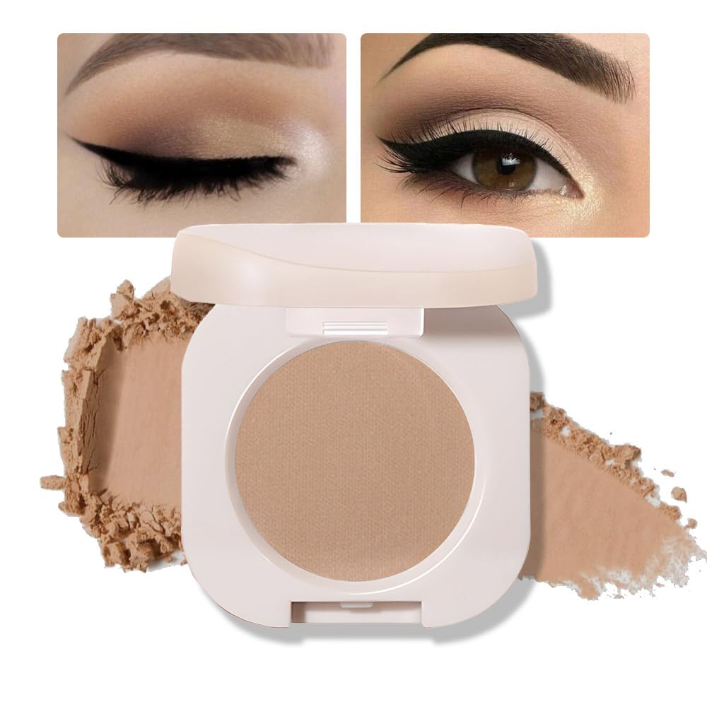 Matte Eyeshadow Monochrome, Rice Brown Eye Shadow Makeup, Neutral Matte Pressed Powder, Single Vegan Eyeshadow, Highly Pigmented Natural Eyeshadow Palette,Single Long Lasting Deep Nature Eye Make 06#