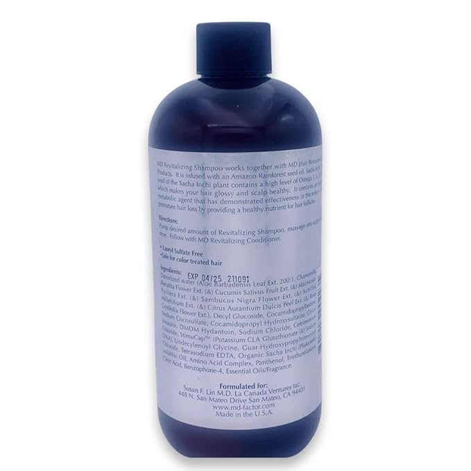 MD Revitalizing Shampoo for Men & Women – Sulphate-Free Hair Thinning Shampoo with Aloe Vera, Chamomile – Hair Loss, Regrowth Anti Thinning Shampoo for All Hair Types