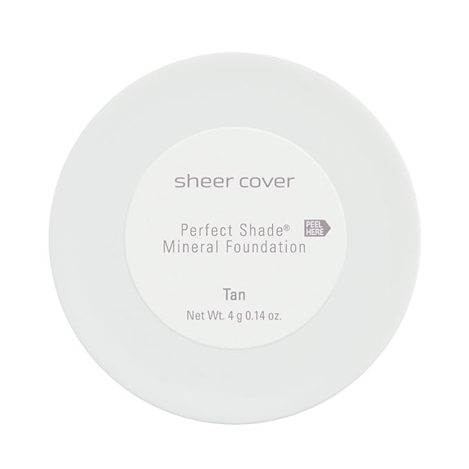 Sheer Cover Perfect Shade - Mineral Foundation Makeup Kit w Free Foundation Brush - Tan Shade - Foundation Powder Makeup and Mineral Makeup, Best Full Coverage Foundation 4 Grams