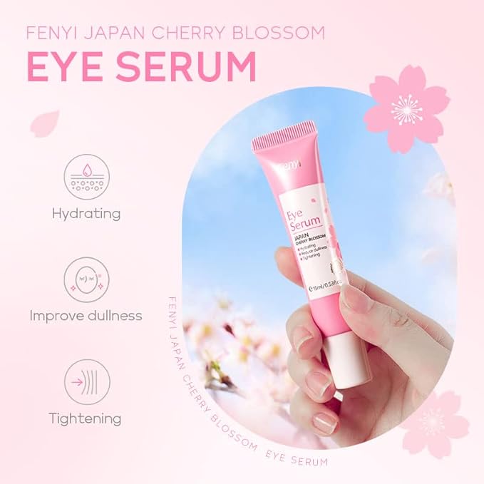 AKARY Cherry Blossom Eye Roller Serum Eye Moisturizer, Deep Hydration Eye Serum with Caffeine and Sodium Hyaluronate, Under Eye Cream to Reduce Dark Circles, Fine Lines, Smoothing Skin Care Treatment