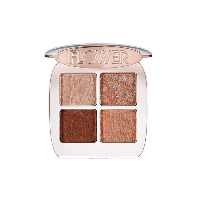 FLOWER Beauty Petal Play Eyeshadow Palette- Travel-Size + Everyday Use - Four Neutral Shades + Perfect For On-The-Go - Matte + Shimmer - Cruelty-Free + Vegan (Gilded Lily)