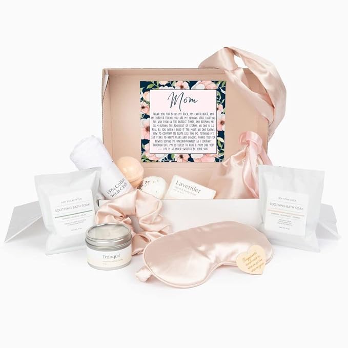 Dear Ava Spa Gifts for Women | Organic Self Care luxury Anti Stress Relaxing Bath and Body Kit Set Basket Box for Her with Heartfelt Card | Premium Spa Gift for Girls Mom