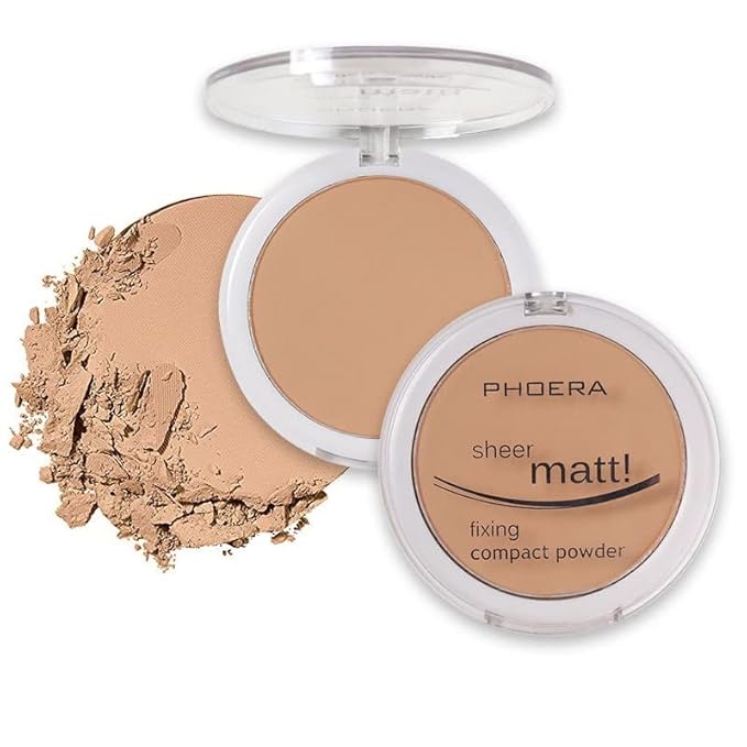 2 Pack Matte Face Powder, Control Oil Brighten Skin Color Cover Blemish Makeup Face Setting Setting Powder Foundation。204- Buff Beige