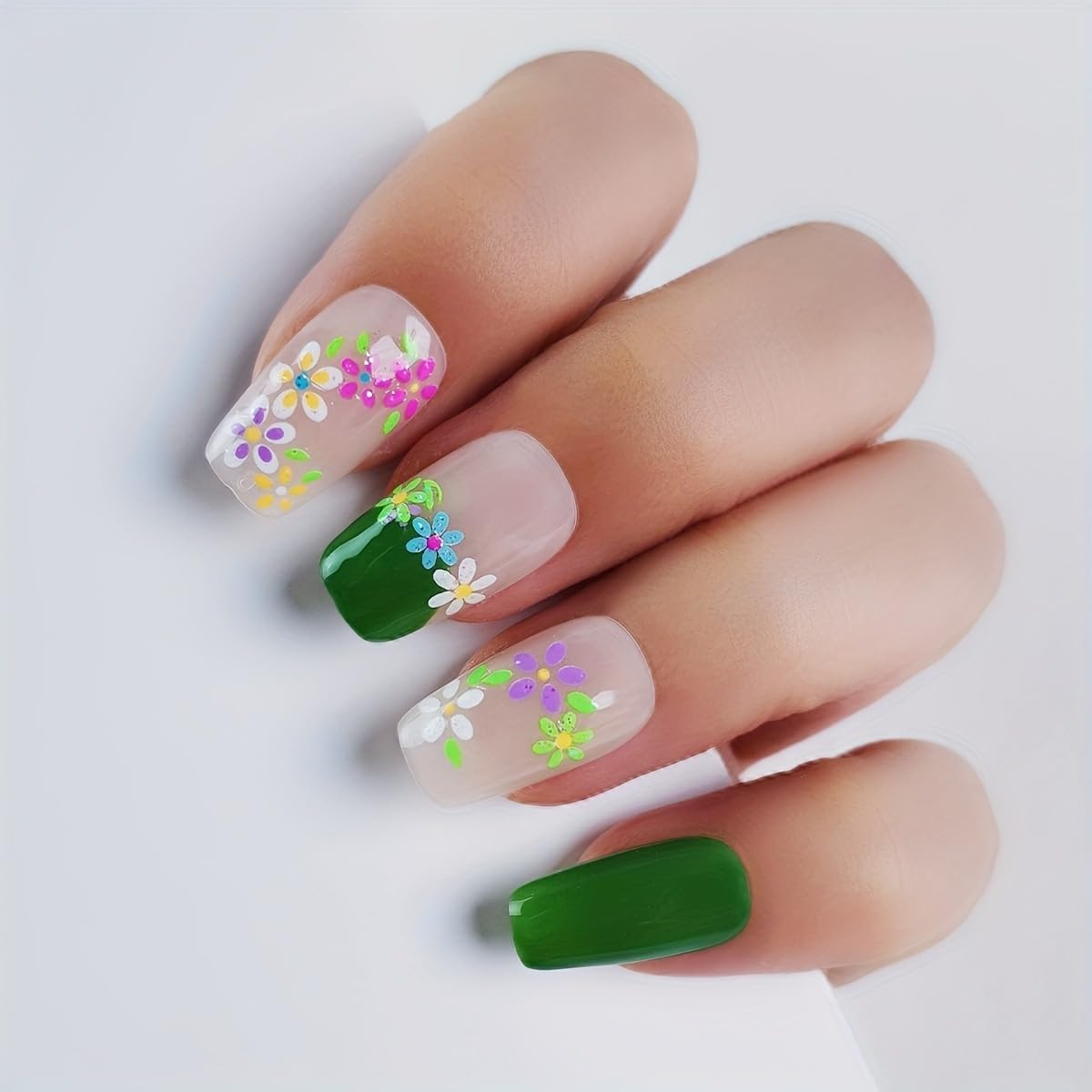 Fluorescence 30 Sheets Flowers Nail Stickers 3D Self-Adhesive Nail Art Charms Sticker Decals for Crafts Supplies Accessories (ST-N)