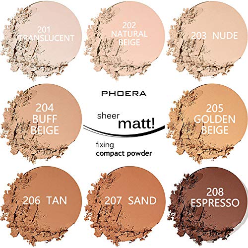 2 Pack Matte Face Powder, Control Oil Brighten Skin Color Cover Blemish Makeup Face Setting Loose Setting Powder Foundation。207-Sand