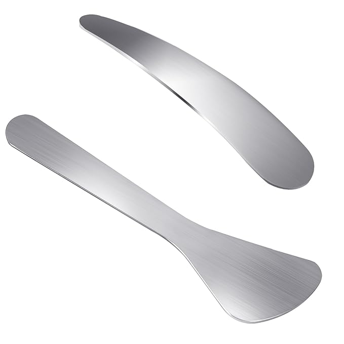 2Pcs Mini Metal Cosmetic Spatulas, Makeup Spatulas, Skincare Spatula, Cream Spatula, Beauty Accessories for Mixing and Sampling Plant Masks, Skin Care Creams, Eye Cream, Essences(Style 2)