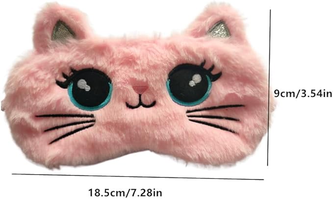 Cute Soft Plush Cat Sleeping Mask for Women Girls, Cute Animal Sleep Eye Cover Mask Eye Funny Blindfold Eyeshade for Night Nap Travel (Pink)