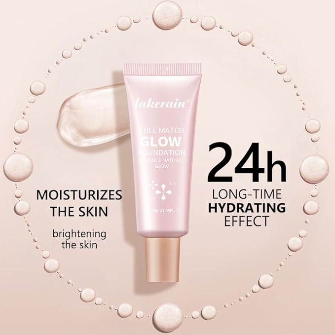 Full Match Glow Foundation, Enhance Foundation Natural Glow, Professional Coverage for a Flawless Look (Fair, Large)