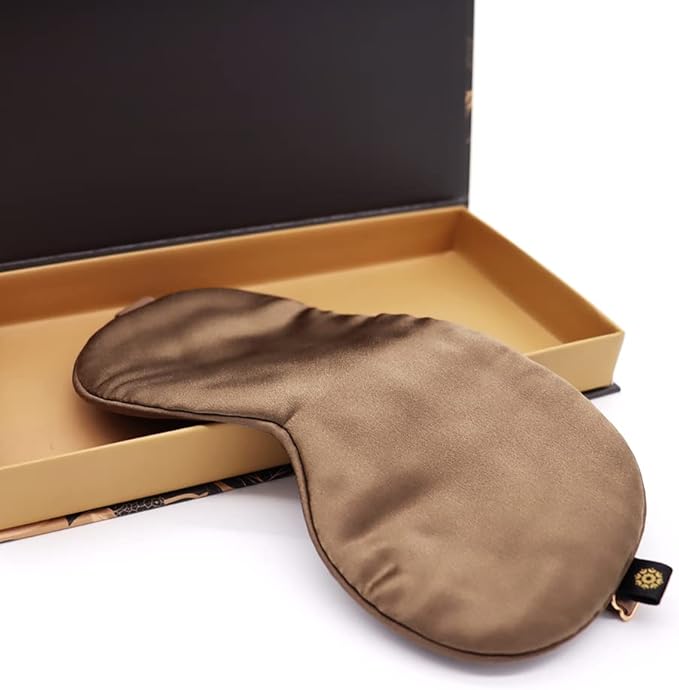 Premium Handcrafted 25 Momme Mulberry Silk Eye Mask for Sleeping (Chocolate)