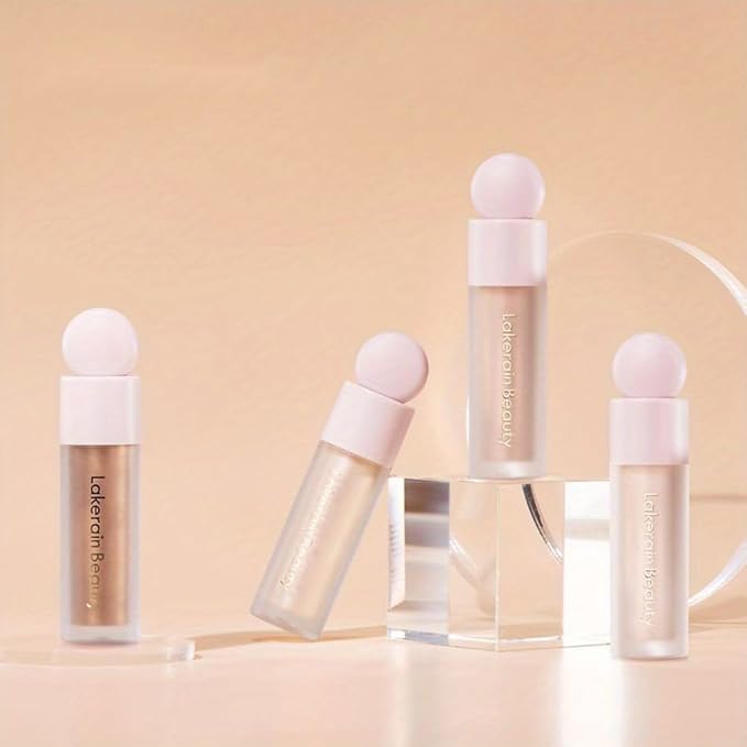 Liquid Highlighter, Contour Stick Makeup Highlighter for Face, Waterproof Luminous Lotion, Silky Smooth Glitter Highlighter Makeup Stick, Multi-Use Body Shimmer Liquid Bronzer 03# ROSE GOLD