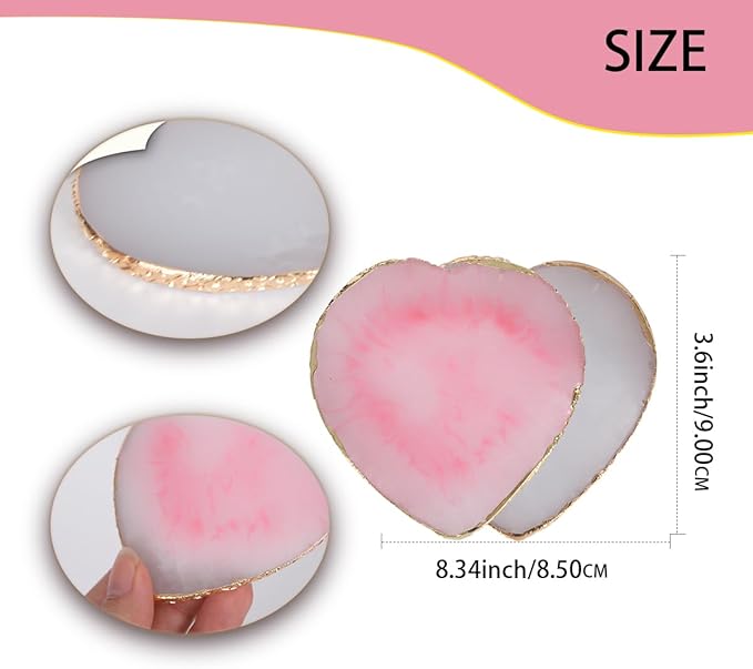 Nail Polish Palette, 2Pcs Resin Nail Art Palette, Nail Painting Mixed Color Palettes, Gold Edge Makeup Mixing Tray, Nail Supplies For Nail Techs, Nail Art Display Board(Love)