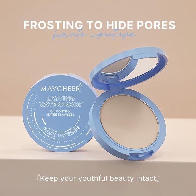 Oil Control Face Pressed Powder,Matte Smooth,Waterproof Long-Lasting Setting Powder, Perfect Lightweight Facial Makeup For Soft Focus Finish,Minimizes Fine Lines And Pores,0.35Oz (CLASSIC IVORY)