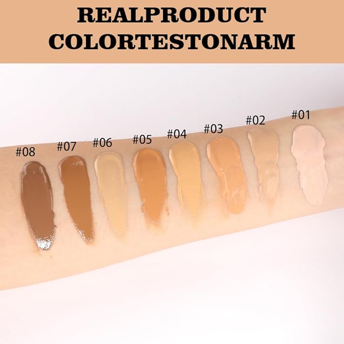 Matte Cream Oil Free Concealer Foundation Pack with Foundation Brush,Base Facial Matte Full Coverage Liquid Tattoo Concealer Hide Foundation Primer Make-up Kit.1.67 Fl.Oz (08#)