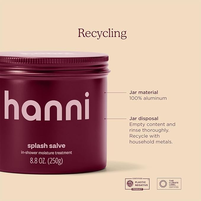 HANNI Splash Salve Body Mask, In-Shower Moisturizer with Coconut, Jojoba, Shea Butter & Glycerin, Deep Conditioning for All Skin Types, 250 mL / 8.8 oz (2 Pack)