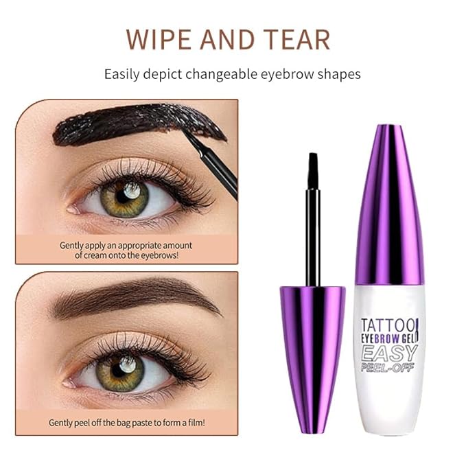 2Pcs Black Peel Off Brow Tint Gel - Waterproof & Sweatproof Tattoo Effect, Transfer-Resistant Multi-Day Wear, All Skin Types Mother’s Day Gift Set