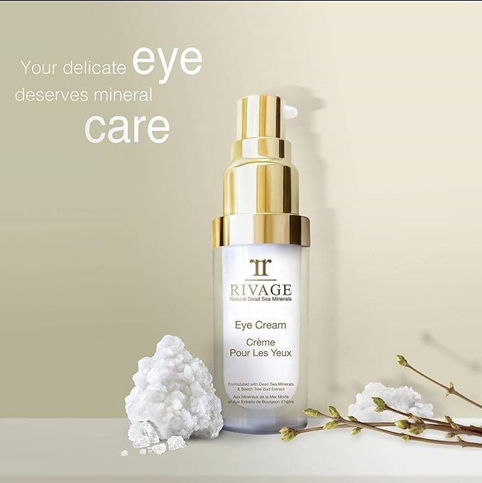 RIVAGE NATURAL DEAD SEA MINERALS Eye Cream 20ML ENHANCED WITH DEAD SEA SALT FORMULATED with DEAD SEA MINERALS and BEECH TREE BUD EXTRACT VEGAN FRIENDLY, NO ANIMAL TESTING, NO HARSH CHEMICALS