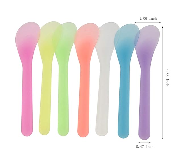 100 PCS Cosmetic Spatula for Makeup Face Mask Plastic Spoon Disposable Makeup Tools for Mixing and Sampling 4.88'' x 1.06" Random Color