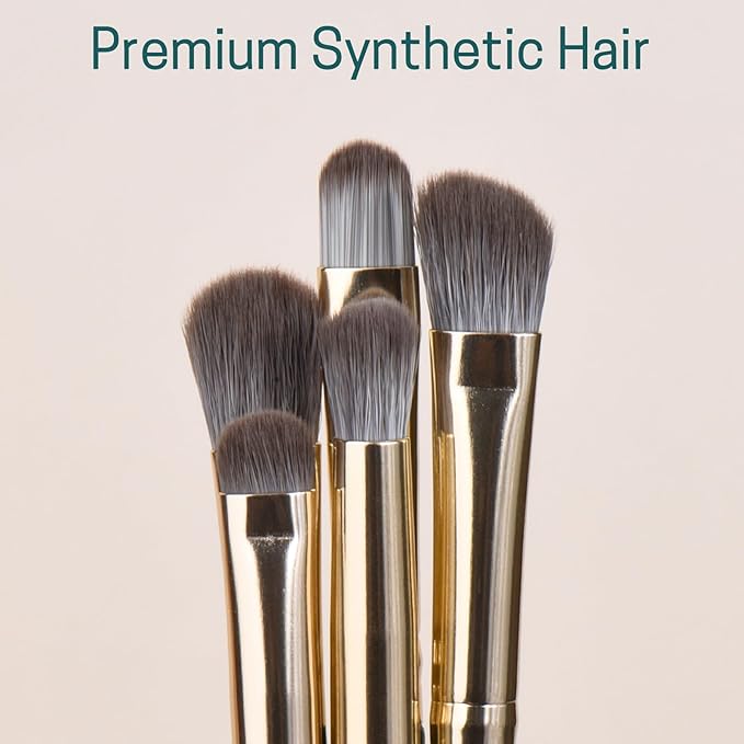 Eyeshadow Makeup Brushes Set with Case 5 PCS Soft Synthetic Hairs Eye Makeup Brushes for Blending Eyebrow Eyeliner Eyeshadow （Green）