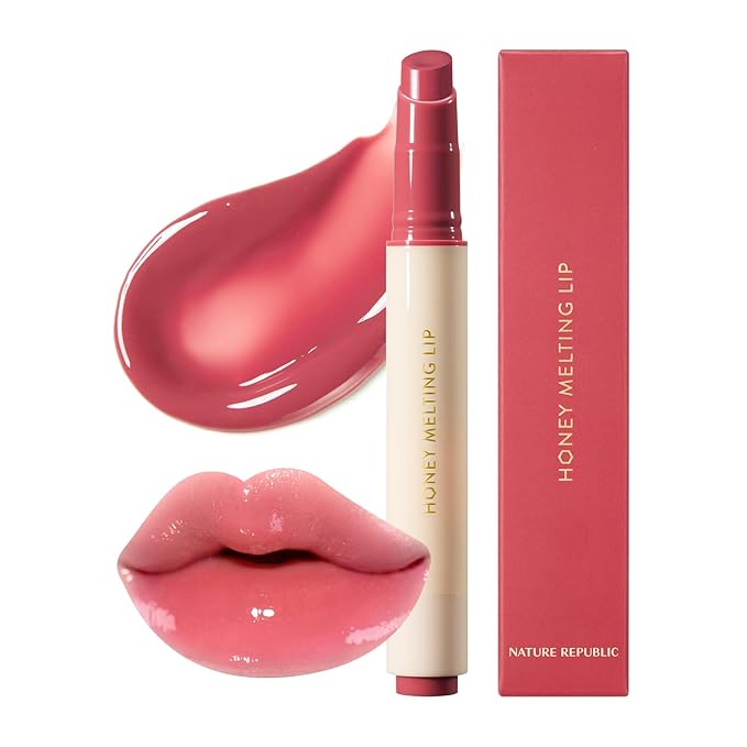 Nature Republic HONEY MELTING LIP (03 BERRY) SOFT LIP STICK, Hydrating Gloss, Moisturizing balms, Sheer tint, Shine & Glowy Finish, korean make up