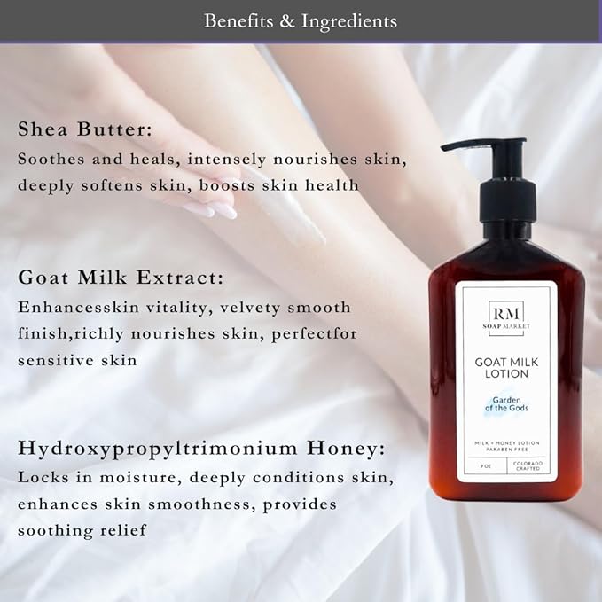 Goat Milk Lotion, Garden of the Gods Fragrance, Hydrating Lotion for Men & Women With Nourishing Goat Milk, Shea Butter, Sunflower Oil & Aloe, Spring Clover & Tender Greens Scent, 9 Oz