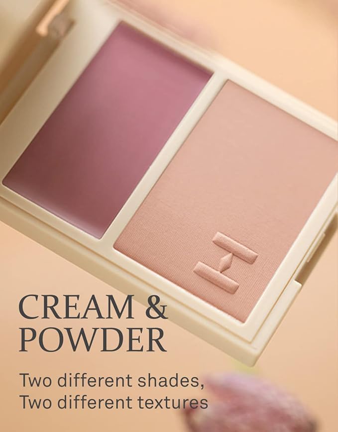 hince True Dimension Layering Cheek - Cream & Pressed Powder 2 Different Shades & Textures - Silky Seamless Long Lasting Blush Makeup - Muted Beige & Elegant Rose Beige (1, REFINEMENT, L004)