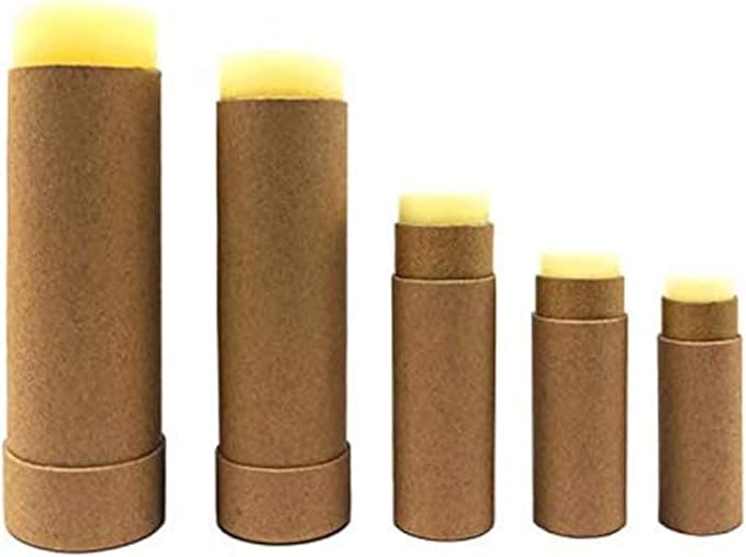 10 Pcs 1oz Cardboard Lip Balm Tubes Kraft Paper Lipstick Tube Empty Lip Gloss Containers Refillable Chapstick Container Round Paper Solid Tube for DIY Cosmetic Samples Lotion Deodorant,Brown