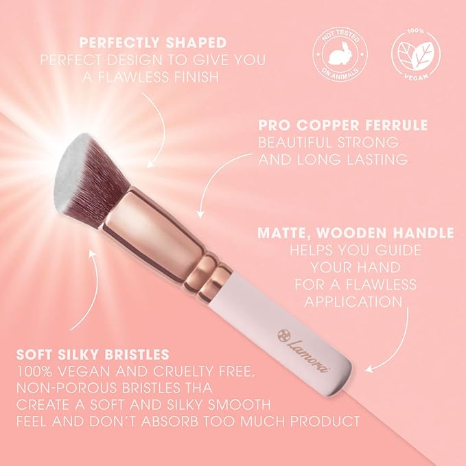 Kabuki Makeup Brush Set - Foundation Powder Blush Concealer Contour Brushes - Perfect for Liquid, Cream or Mineral Products - 10 Pc Collection with Premium Synthetic Bristles for Eye and Face Cosmetic