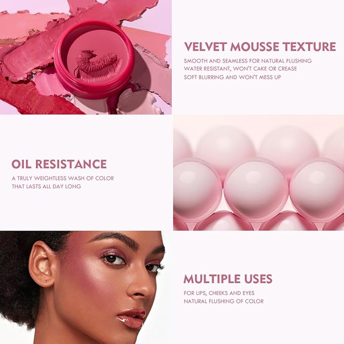 MAEPEOR Cream Blush 9 Color Smooth High-Pigmented Buildable Face Blush Long-Lasting Natural Look Face Blush for Cheeks (Color 05)