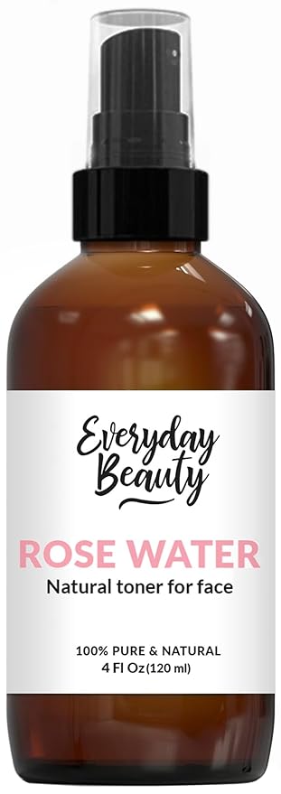 Rose Water Facial Toner - Alcohol-Free Vegan All Natural Refreshing Spray Mist for Face and Hair - Uplifts, Calming & Soothing for All Skin Types 4oz with Fine Mist Cap