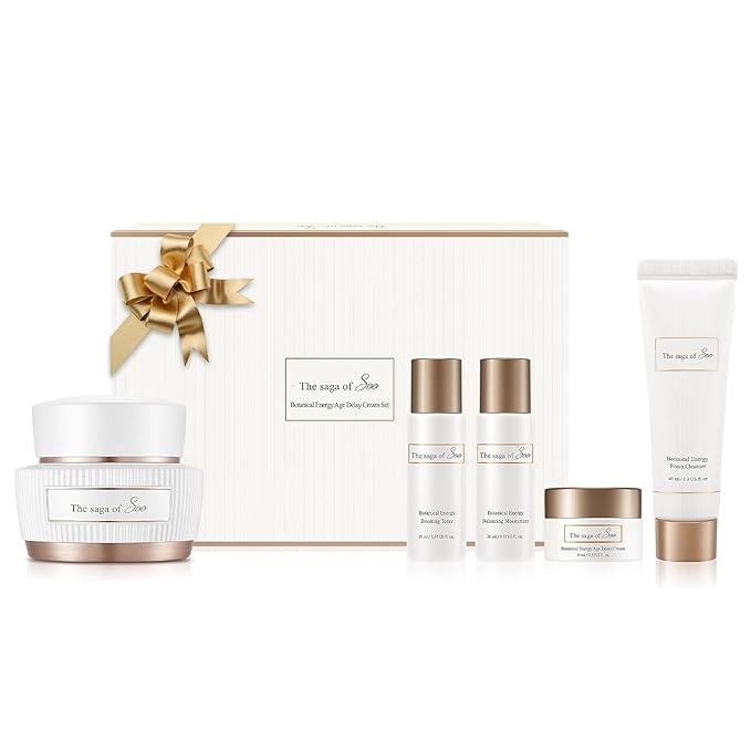 Sooryehan SAGA OF SOO BOTANICAL ENERGY AGE DELAY CREAM GIFT SET (150 ml / 5.07 Fl Oz) - Korean Skin Care by LG BEAUTY. Botanical Energy Cream, Boosting Toner, Balancing Moisturizer, Foam Cleanser.
