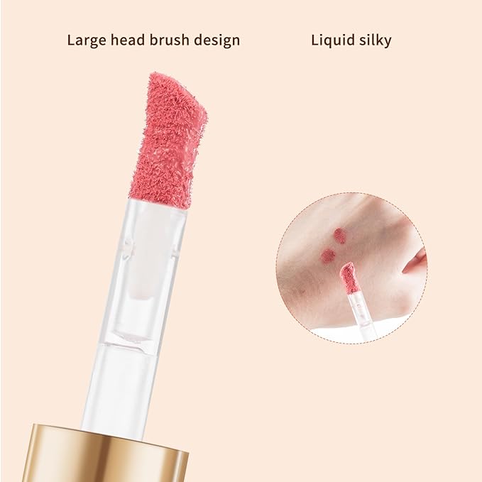 Face Blush with Brush Liquid Blush for Cheeks Long Lasting & Smooth Creamy Formula Lightweight Blush Stick Blush Wand Crystal Pink