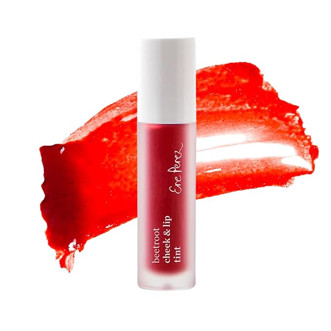 Ere Perez - Natural Beetroot Cheek + Lip Tint | Water-Resistant, Long-Lasting, Hydrating, Vibrant | Blue Agave, Rosehip Oil + Vitamin E | Vegan, Cruelty-Free, Clean Beauty (Joy-Red)