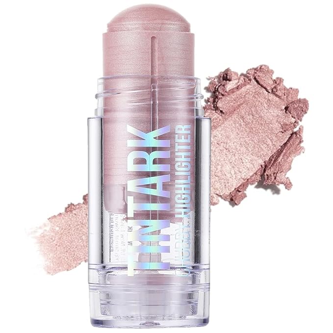 Chubby Cream Highlighter Stick for Face, Glitter Eyeshadow Makeup, Highlight Stick, Face Highlighters & Luminizers, Light Pink Peach Shimmer