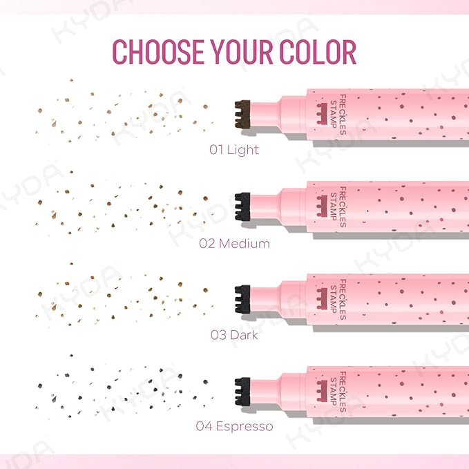 KYDA Freckle Liquid Eyeliner Pen, 2 in 1 Freckles Stamp and Black Liquid Eyeliner, Waterproof and Long lasting Soft Dot Spot Pen Realistic Fake Freckles for Natural Lifelike Sun-kissed Makeup-MEDIUM