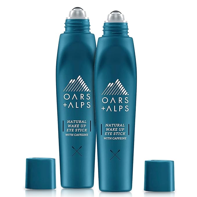 Oars + Alps Wake Up Eye Roller and Eye Depuffer, Dermatologist Tested Skin Care Infused with Caffeine and Aloe Vera, TSA Friendly, 0.5 Oz, 2 Pack