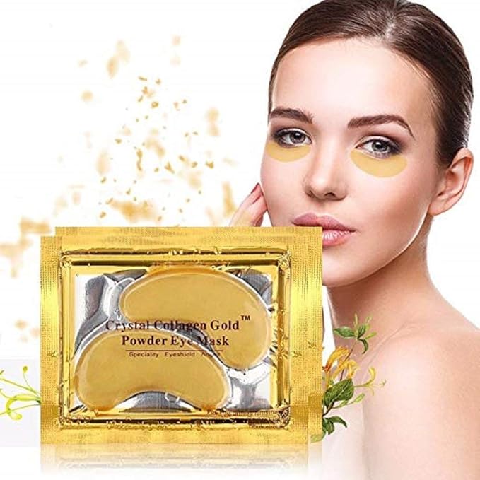 50 Pairs 24K Gold Eye Mask Powder Crystal Gel Collagen Natural Eye Pads For Anti-Aging & Moisturizing Reducing Dark Circles, Puffiness, Wrinkles