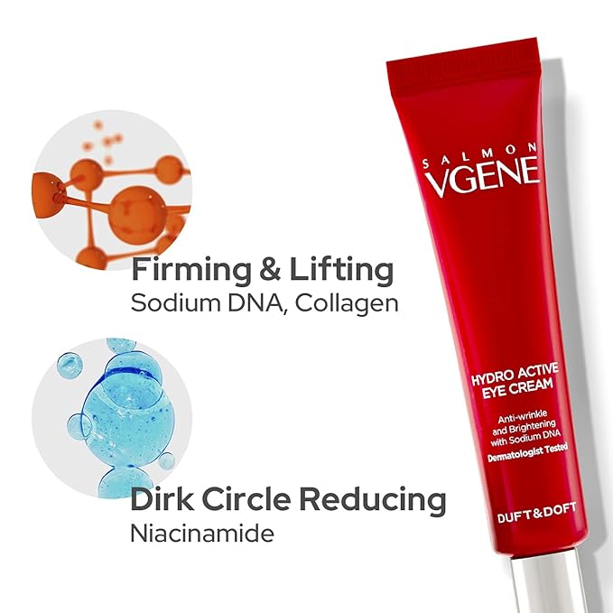 DUFT & DOFT Vgene Hydro Firming Lifting Booster Eye Cream - Anti Wrinkle, Dark Circles, Depuffing with Collagen and Niacinamide 0.9 Fl Oz
