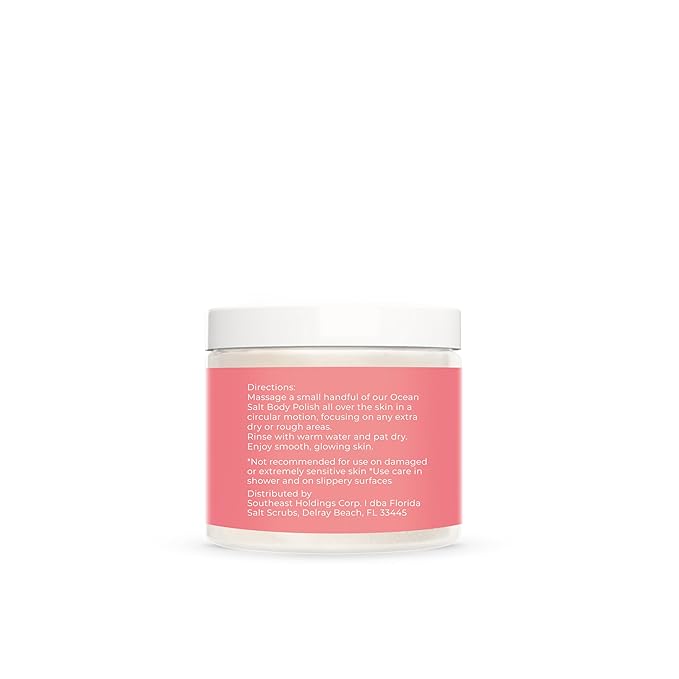 Sea Salt Body Scrub by Florida Suncare - Ocean Salt Body Polish Infused with Marine Algae - Exfoliating Face and Body Scrub - Facial Scrub Exfoliator to Tackle Acne (Grapefruit, 3.3 oz)