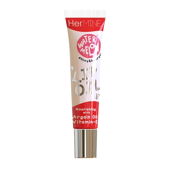HerMINE Nourishing Lip Oil with Argan Oil & Vitamin E Clear Long Lasting Hydrating Lip Moisturizing Gel 15g / 0.52oz (Watermelon)