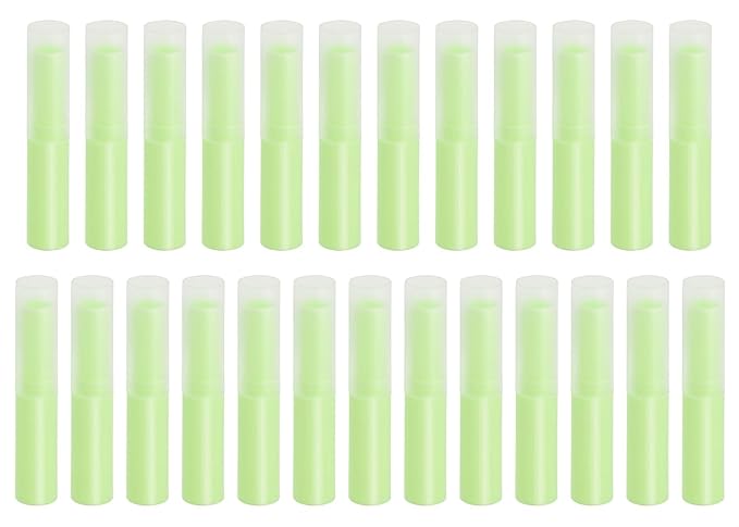 0.14oz Empty Flavored Lip Balm Container Tubes Plastic Homemade Moisturizing Lip Stick with Caps Bulk Fit for Women Adult DIY Making Supplies, 25 Count (Green)