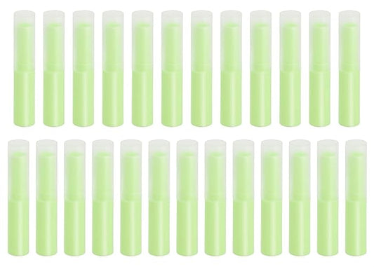 0.14oz Empty Flavored Lip Balm Container Tubes Plastic Homemade Moisturizing Lip Stick with Caps Bulk Fit for Women Adult DIY Making Supplies, 25 Count (Green)