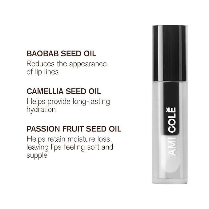 Ami Colé Hydrating Lip Treatment Oil 3in1 multitasker for your lips (Reflection), tinted lip gloss, hydrating lip gloss, moisturizing, natural