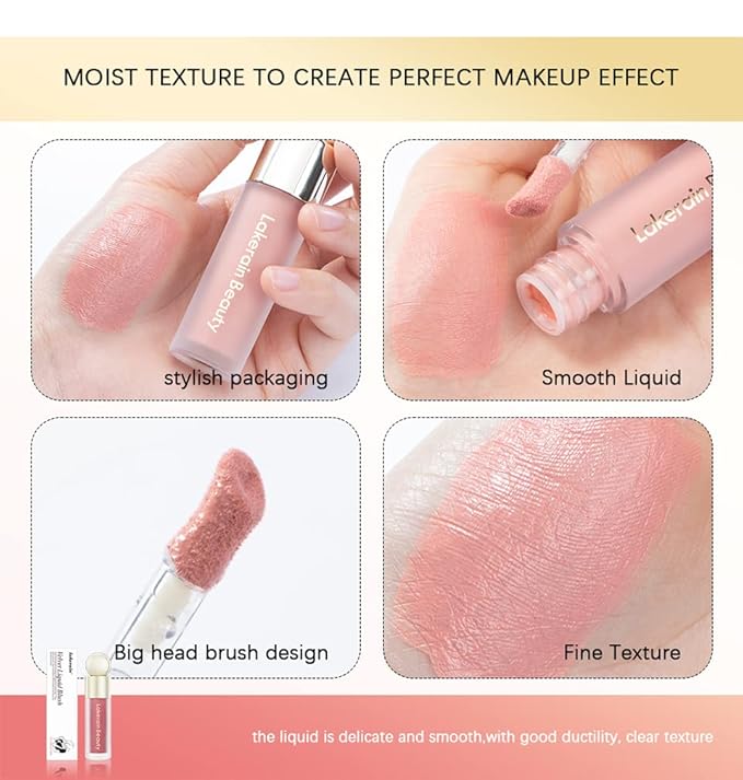 Liquid Blush,Soft Cream Face Blush, Dewy Cheek Tint, Long Lasting Natural Matte Finish Looking,Moisturizing Lightweight Blendable Feel (02 - HAPPY)