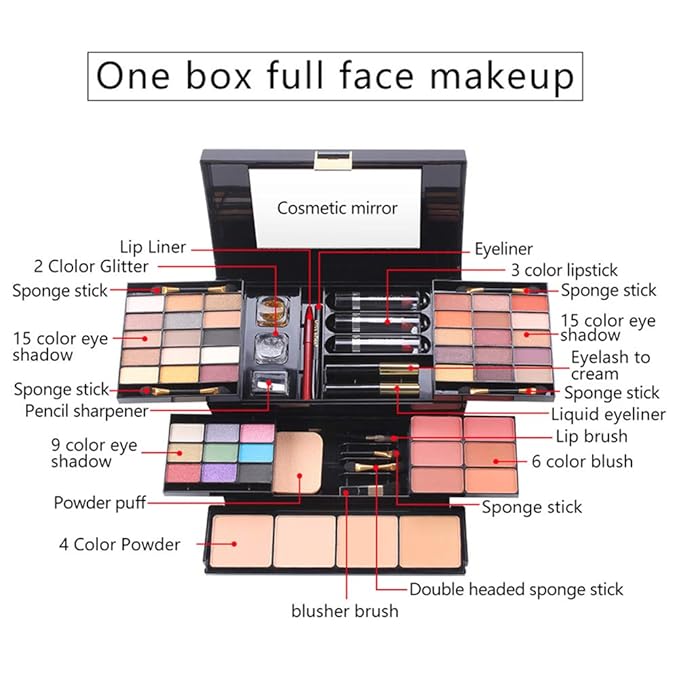 Professional 39 Colors Eyeshadow Palette All-in-one Cosmetic Makeup Gift Set including Matte Shimmer Highly Pigmented Eye Shadows, Blush, Pressed Powder and Lipstick