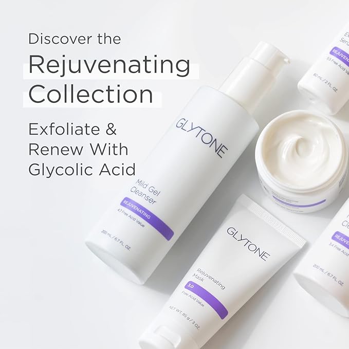 Glytone Rejuvenating Mask - 3% Pure Glycolic Acid, Lactic Acid, Vitamin C & Collagen - Purify & Exfoliate - For All Skin Types - Fragrance-Free - 3 fl. oz.