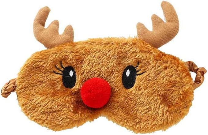 Cute Eye Mask for Sleeping Plush Cartoon Animal Sleep Plush Eye Mask Relaxation Suitable for Travel Family Party Toys for Christmas Elk Deer