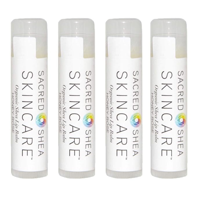 Organic Honey Rose Natural Moisturizing Lip Balm, Natural Lip Repair, Healing Organic Shea Butter, 0.60 Ounce (Pack of 4)