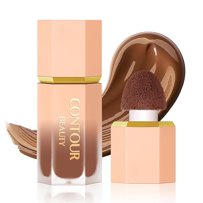 Liquid Contour Stick, Soft Cream Contour Makeup, Liquid Bronzer Face Concealer Matte Contouring with Cushion Applicator, Long Lasting Silky Face Contour Cream Bronzer Contouring Makeup (103)